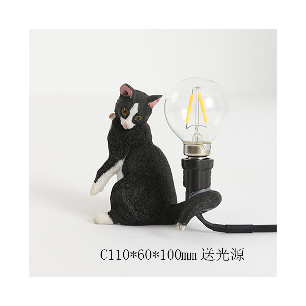 (black style 3) Animals Table Lamps Nordic Children's Bedroom Resin Cat Table Light Desk Lamp Luminaire home Decor