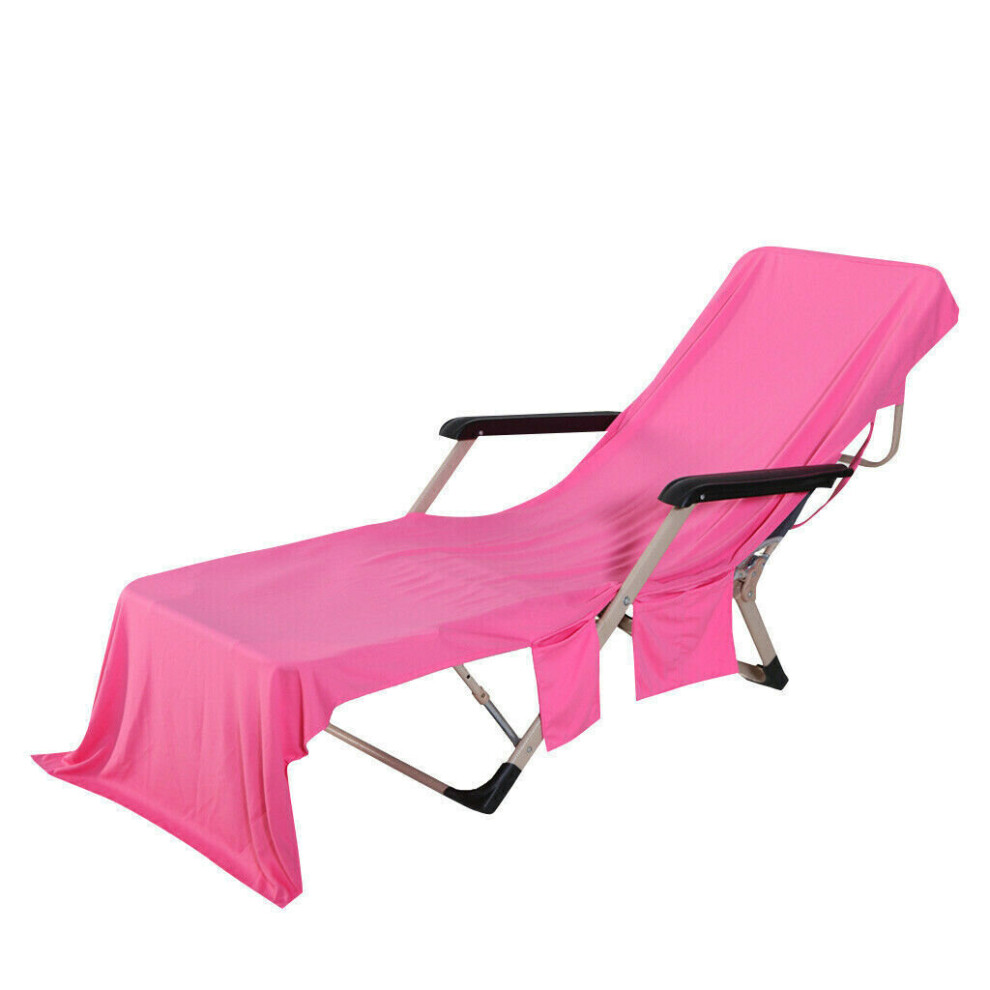 (  Pink) Extra Large Lounger Mate Beach Towel Sun Bed Chair Cover Garden Lounge + Pockets