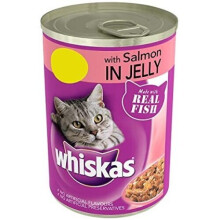 Whiskas Adult Wet Cat Food Tin Salmon in Jelly 390g (Pack of 12 )