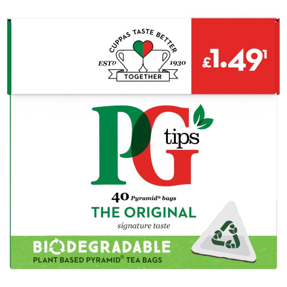 PG Tips 40 Pyramid Tea Bags 116g  (Pack of 12)