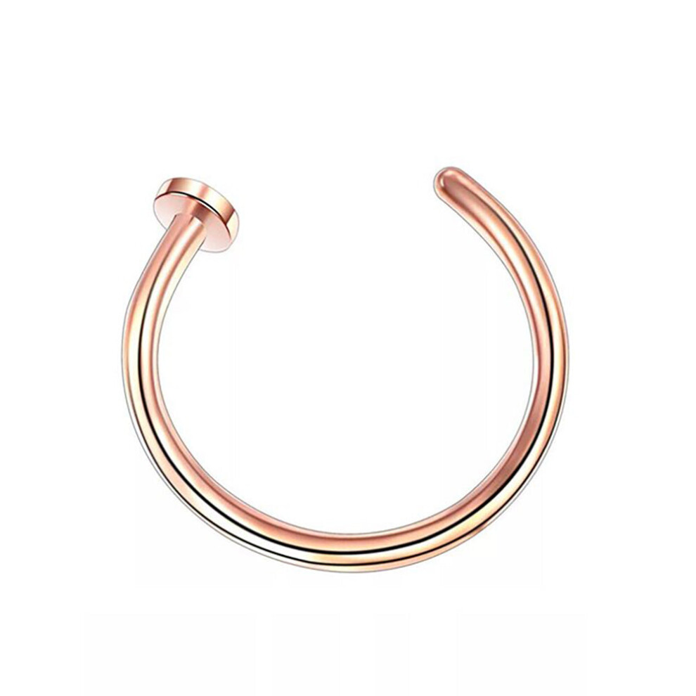 (Rose Gold, 10 mm) Surgical Steel Open Lip Ear Nose Ring Hoop Small Thin Earrings Body Piercing-image-OPC-PBF8WVC-NEW