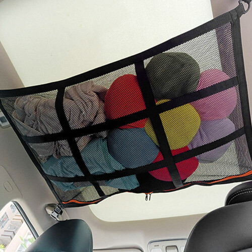 portable Car Ceiling Storage Net Car Roof Cargo Net Mesh Storage Bag Campervan