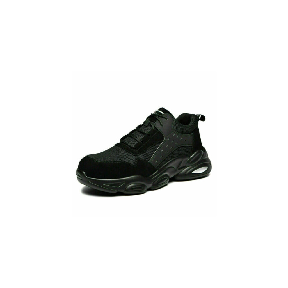 (Black, UK 5) Mens Womens Work Safety Trainers Lightweight Steel Toe Cap Boots Hiking Shoes