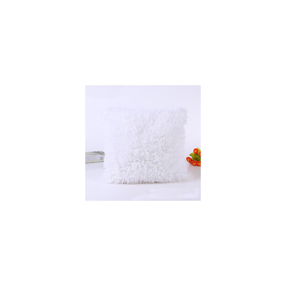(White) Cushion Plush Soft Cover Pillowcase Home Decor  Bed Sofa Decorative Pillowcase