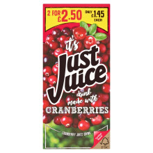 Just Juice Cranberry - 1Ltr (Pack of 8)