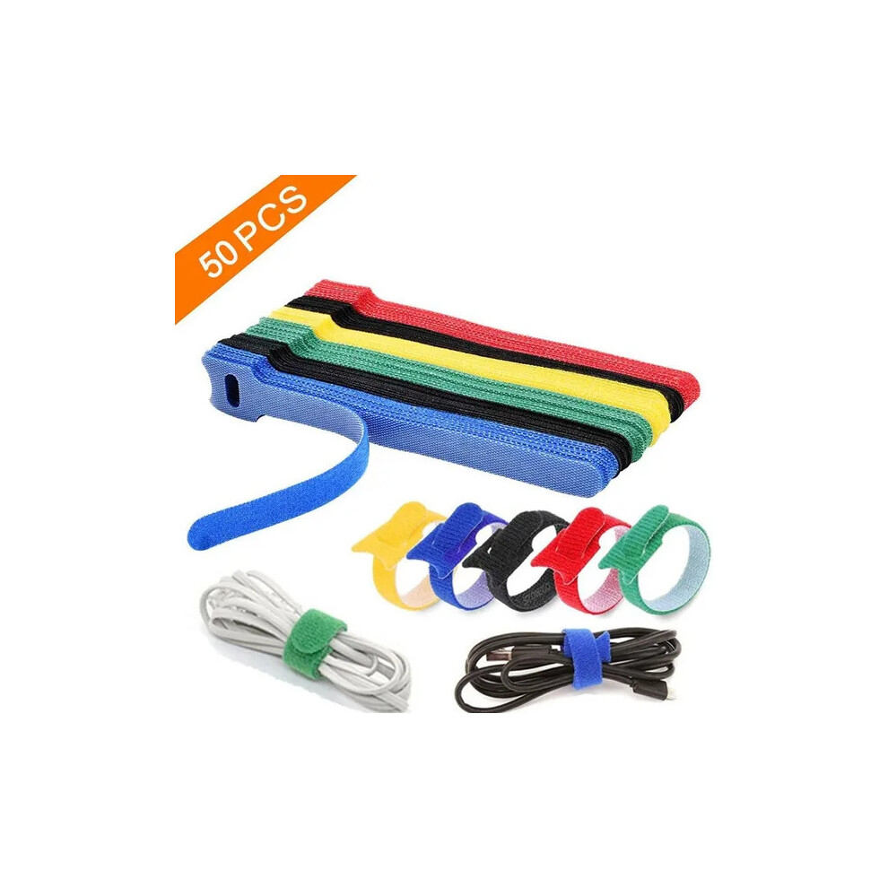(Red) 50PCS Reusable Cable Ties