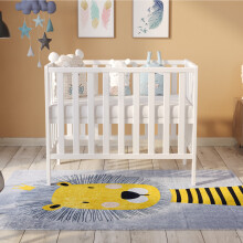 (White) Paris | Space Saver Cot 100x50cm with Aloe Vera Quilted mattress