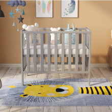 (Grey) Paris | Space Saver Cot 100x50cm with Aloe Vera Quilted mattress