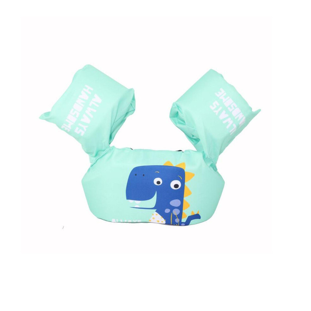 (Dinosaur) Kids Vest Swimming Buoyancy Armband Swim Life Jacket Swimming Pool Summer Gift Green