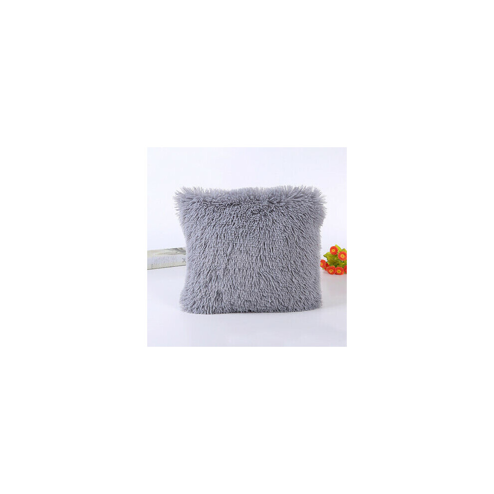 (Grey) Soft Plush Cushion Cover Pillowcase Home Decor  Bed Sofa Pillowcase Decorative