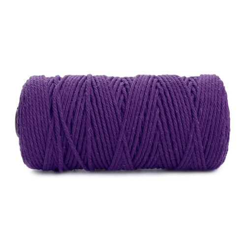 (Purple) 3mm 100M DIY Macrame Twisted Natural Cotton Cord Rope String Artisan Hand Craft