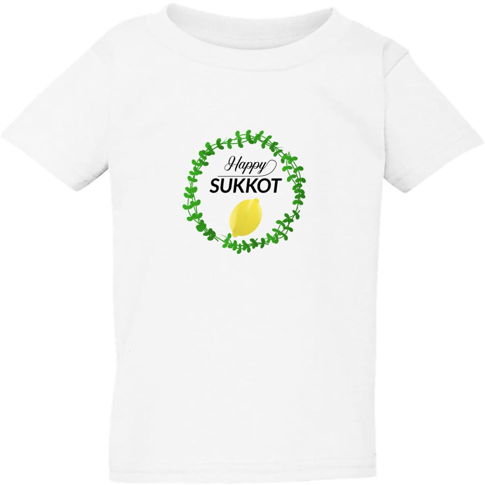 (Large / 4T / 3-4 YO) Jewish Happy Sukkot Sukkoth Holiday White Kids Boys Girls T Shirt Tee Top