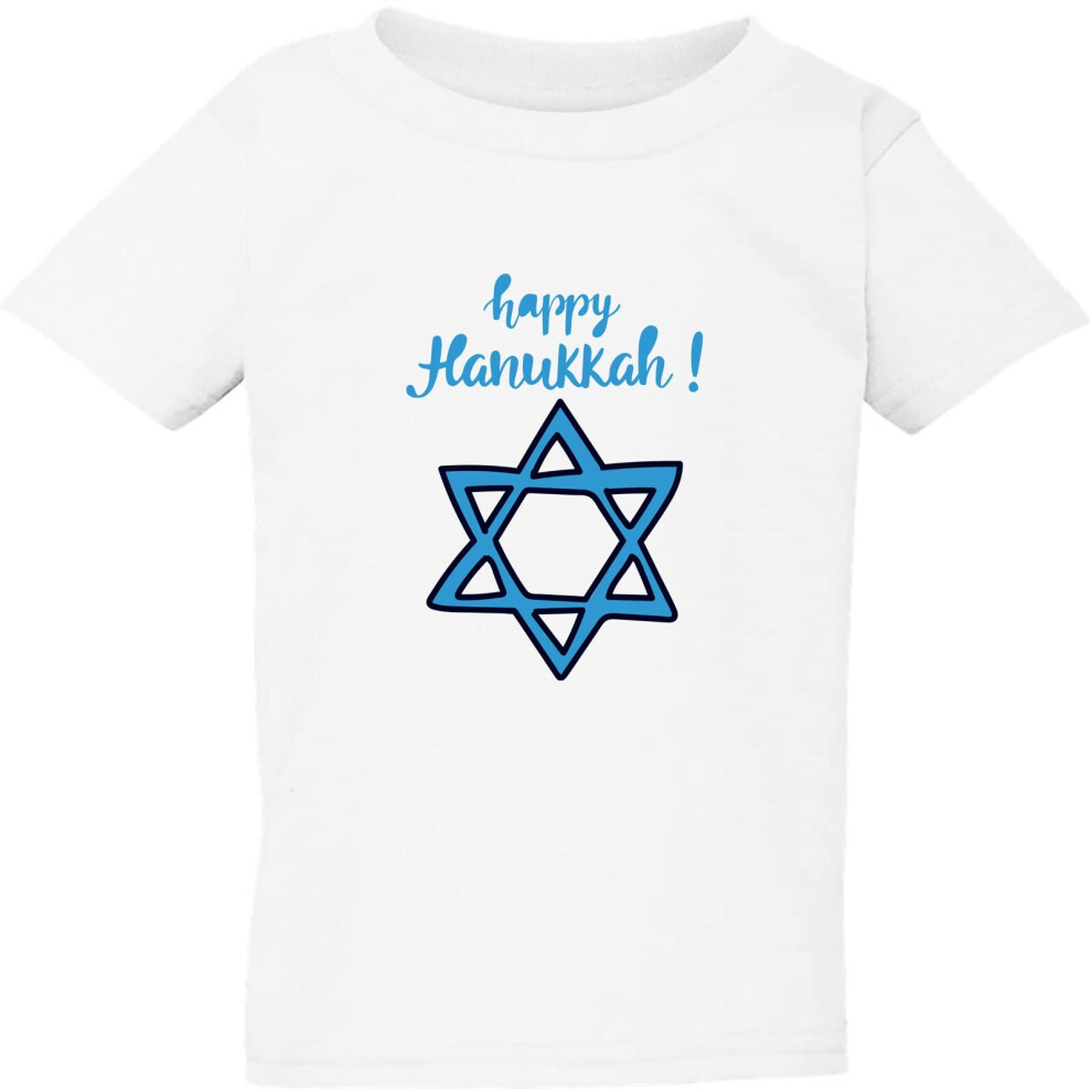 (2XL / 6T / 5-6 YO) Israel Blue Flag Symbol Happy Hanukkah White Kids Boys Girls T Shirt Tee Top