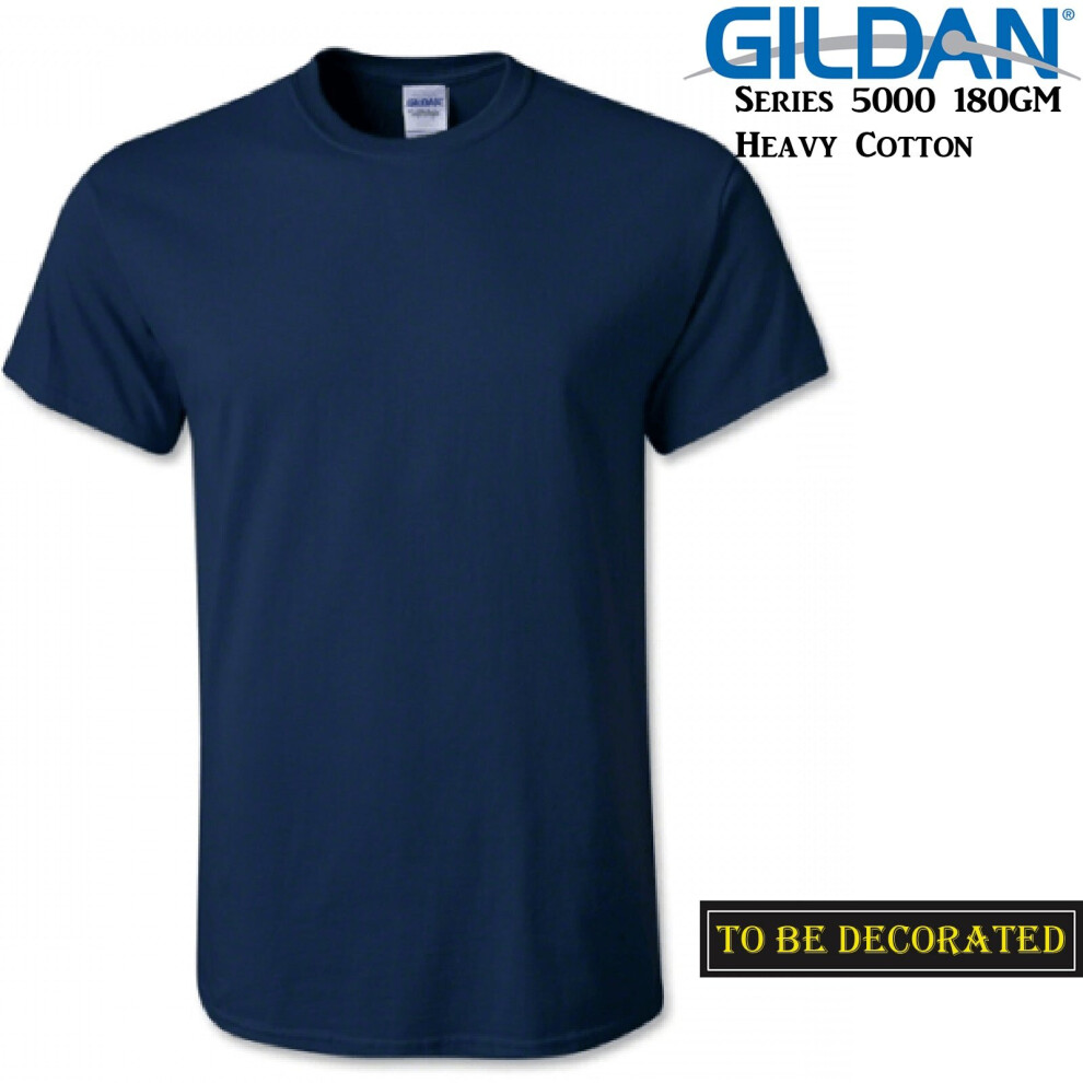 (L) Gildan T-SHIRT Navy Blue Basic tee S M L XL XXL 3XL 4XL 5XL Men's Heavy Cotton