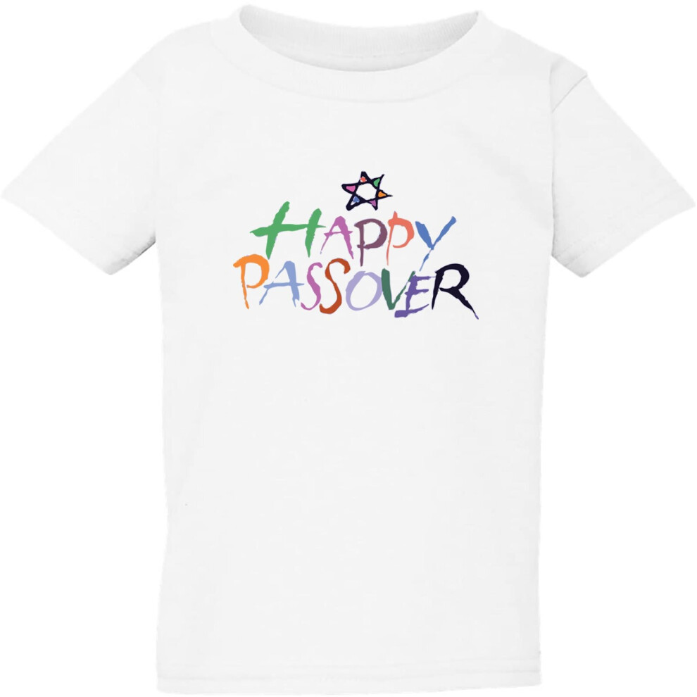 (Large / 4T / 3-4 YO) Jewish Happy Passover Hebrew Pesaá¸¥ White Kids Boys Girls T Shirt Tee Top