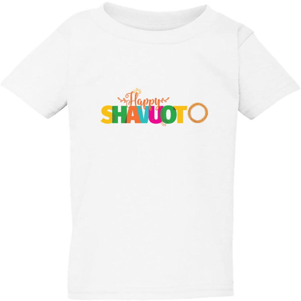 (2XL / 6T / 5-6 YO) Jewish Happy Shavuot Colourful Text White Kids Boys Girls T Shirt Tee Top