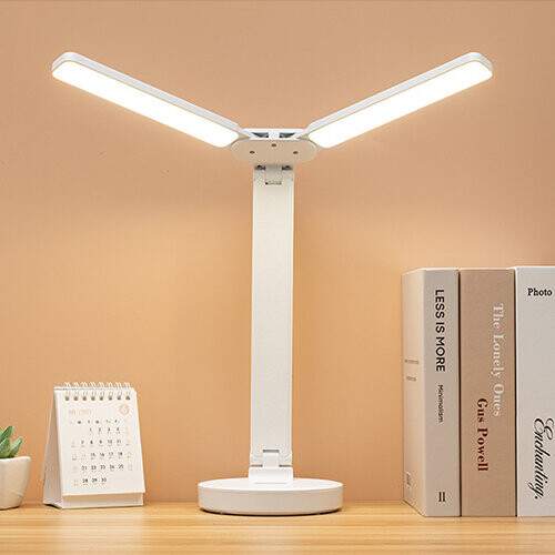 Double Lamp Cap Led Foldable Reading Lamp Desk Study Light