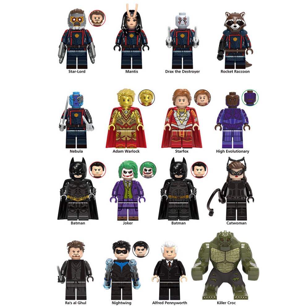 Xurikcoo (Style C 16Pcs) 8Pcs/16Pcs Dc Marvel Superheroes Minifigures Toys Fit Lego
