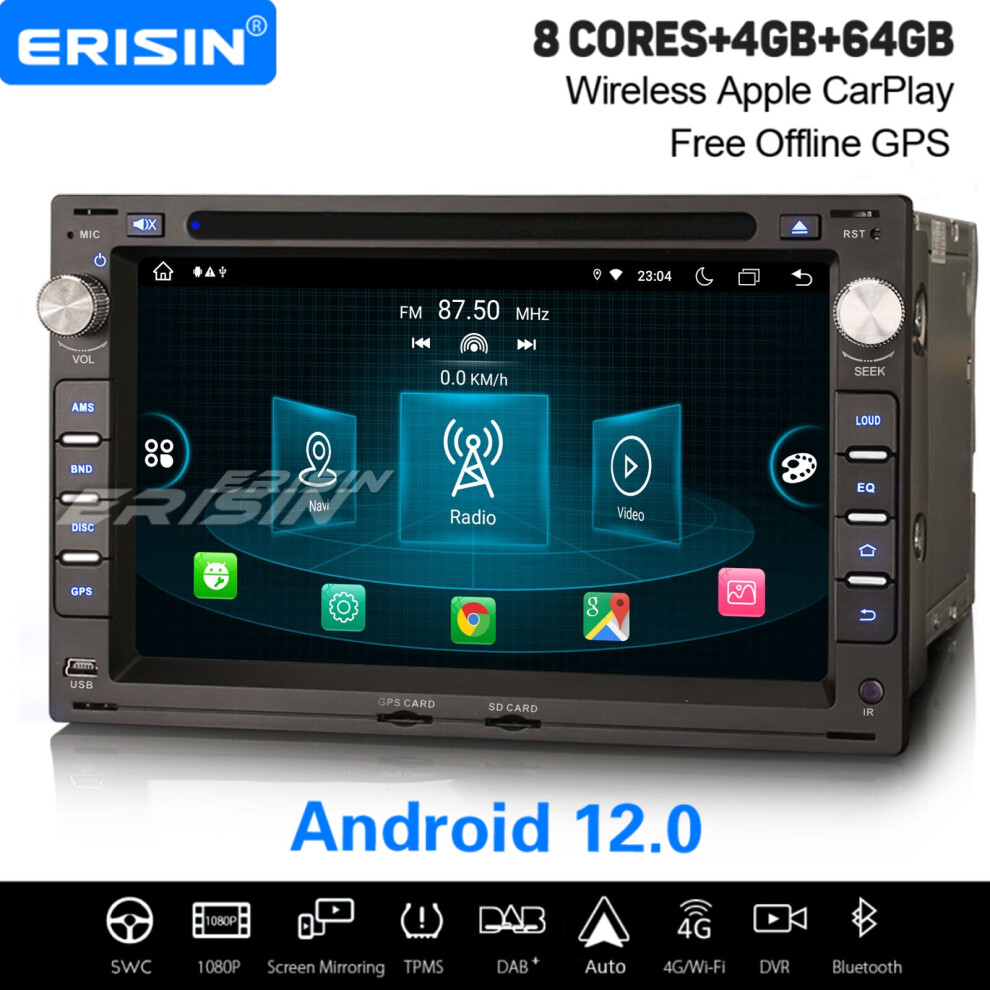 8-Core Android 12 64GB Car Stereo For VW Passat Jetta POLO Golf 4 T5 SEAT Skoda 307 WiFi CarPlay DAB+ Satnav