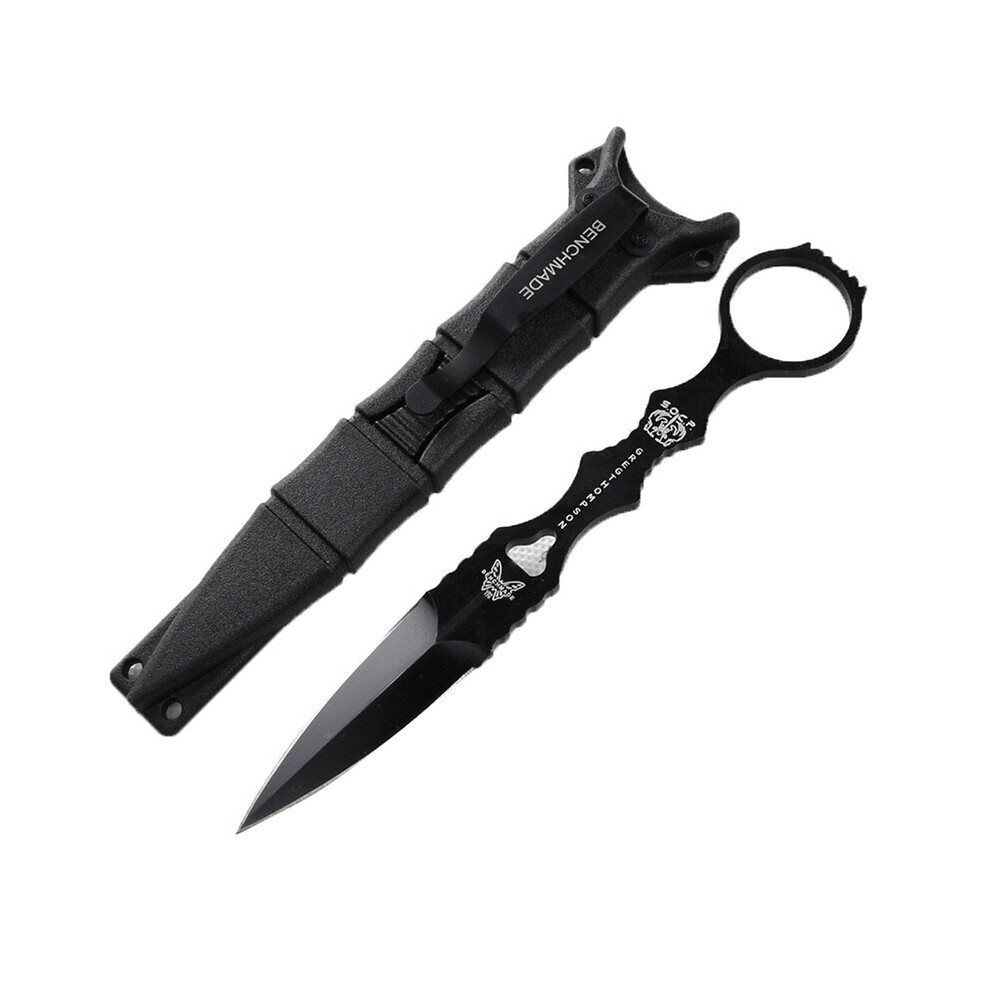 (Black) Outdoor Survival Cutting Tools with Case EDC Portable Stainless Steel Camping Hiking