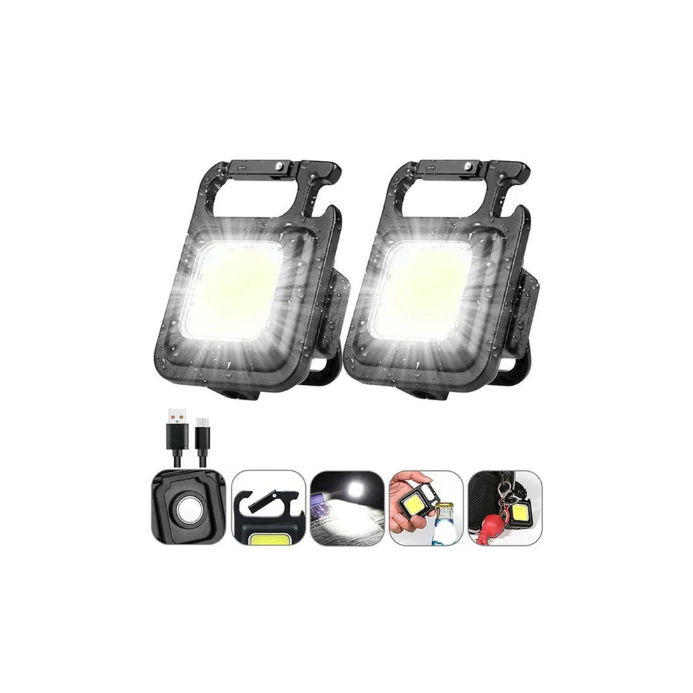 (2PCS) 500Ah Pocket LED Light COB Work Lamp Flashlight Outdoor Camping Light Corkscrew