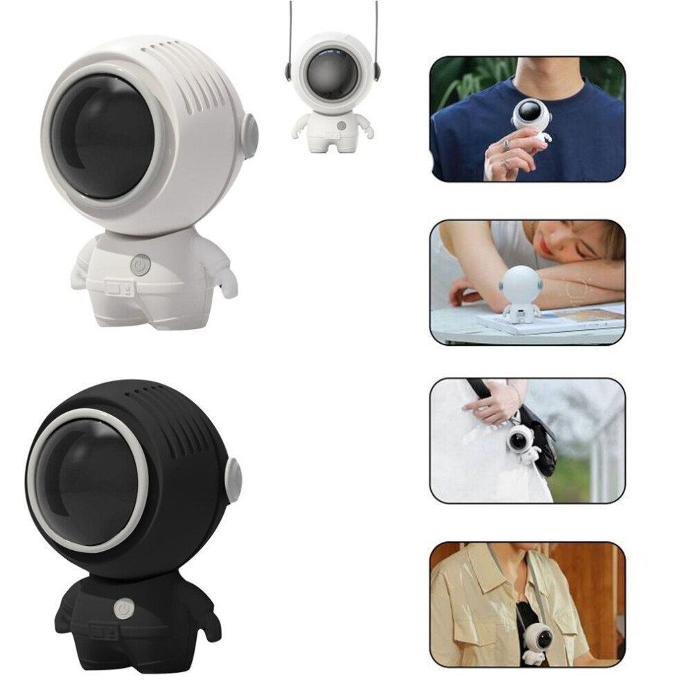 Ranpo (Black) Usb Rechargeable Astronaut Leafless Neck Desk Fan Black