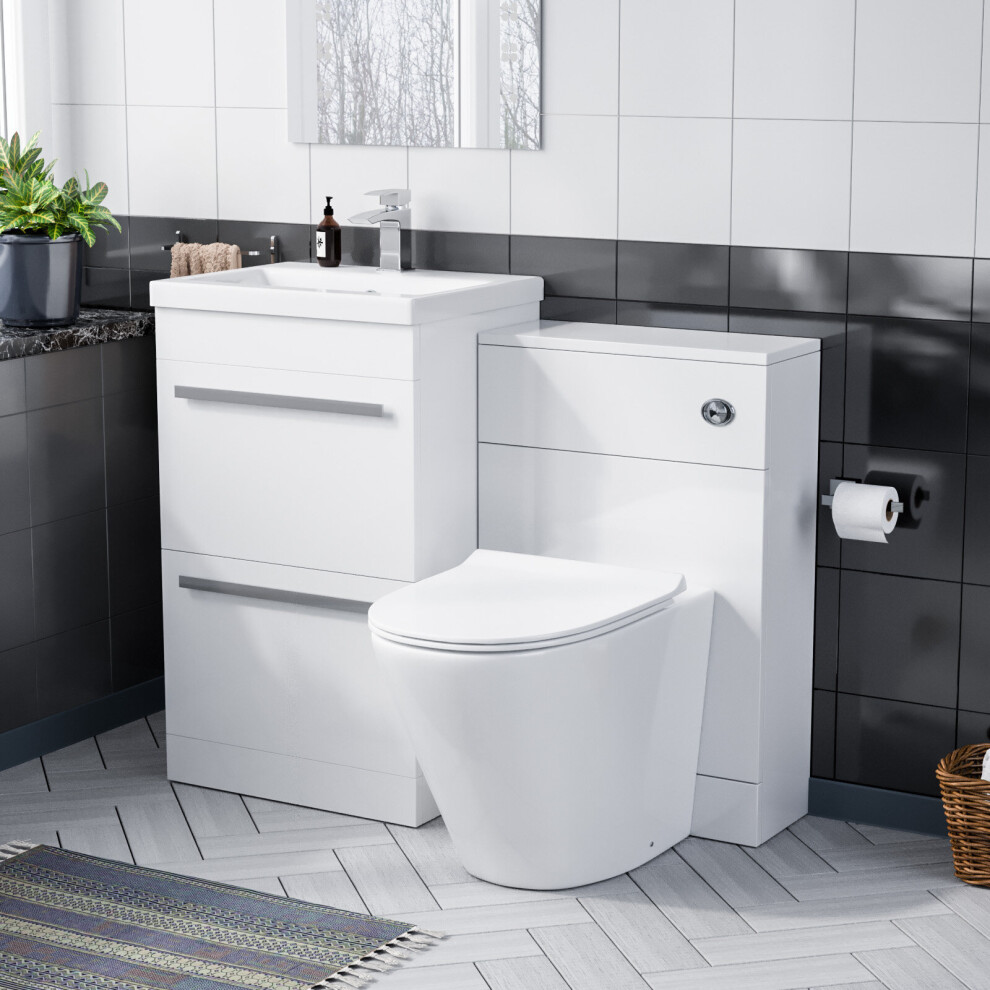 Nanuya 500mm Basin Vanity Cabinet & WC With Elen Rimless Round Toilet