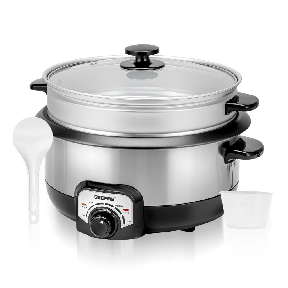 Geepas 7 in 1 Multicooker 3L Rice Cooker Steamer Non Stick Inner Pot- 1200W