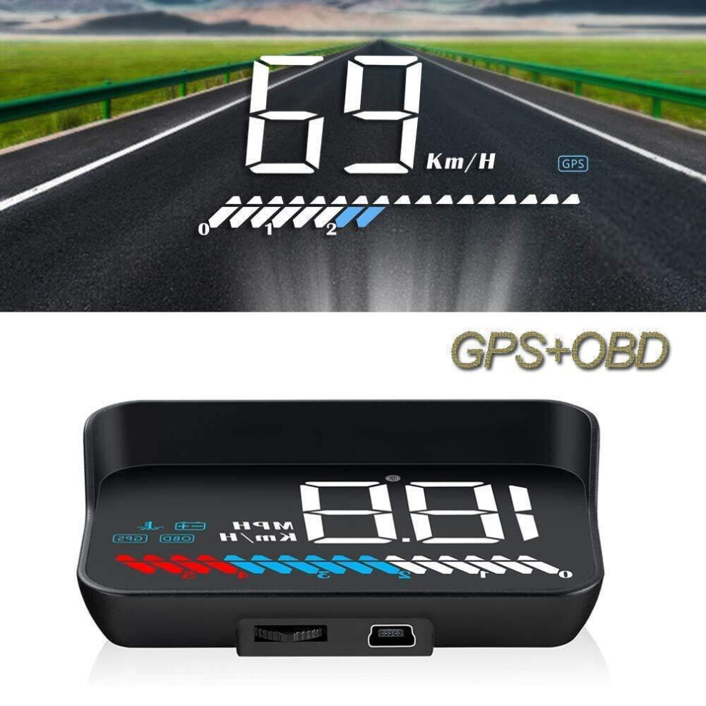Car Hud Head Up Display Digital Gps Speedometer Mph Overspeed Alarm 9133600393508