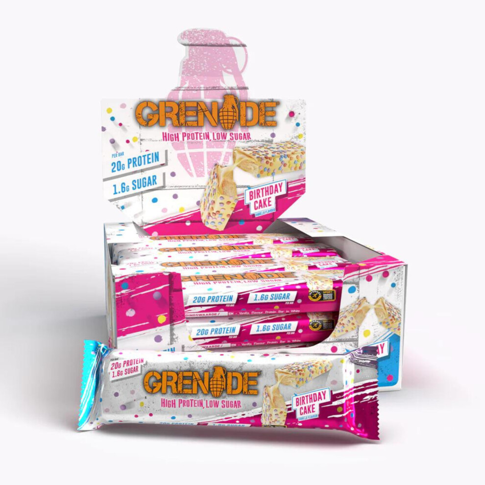 Grenade Birthday Cake Protein Bar (Case Of 12X 60G Bars) - Image 2