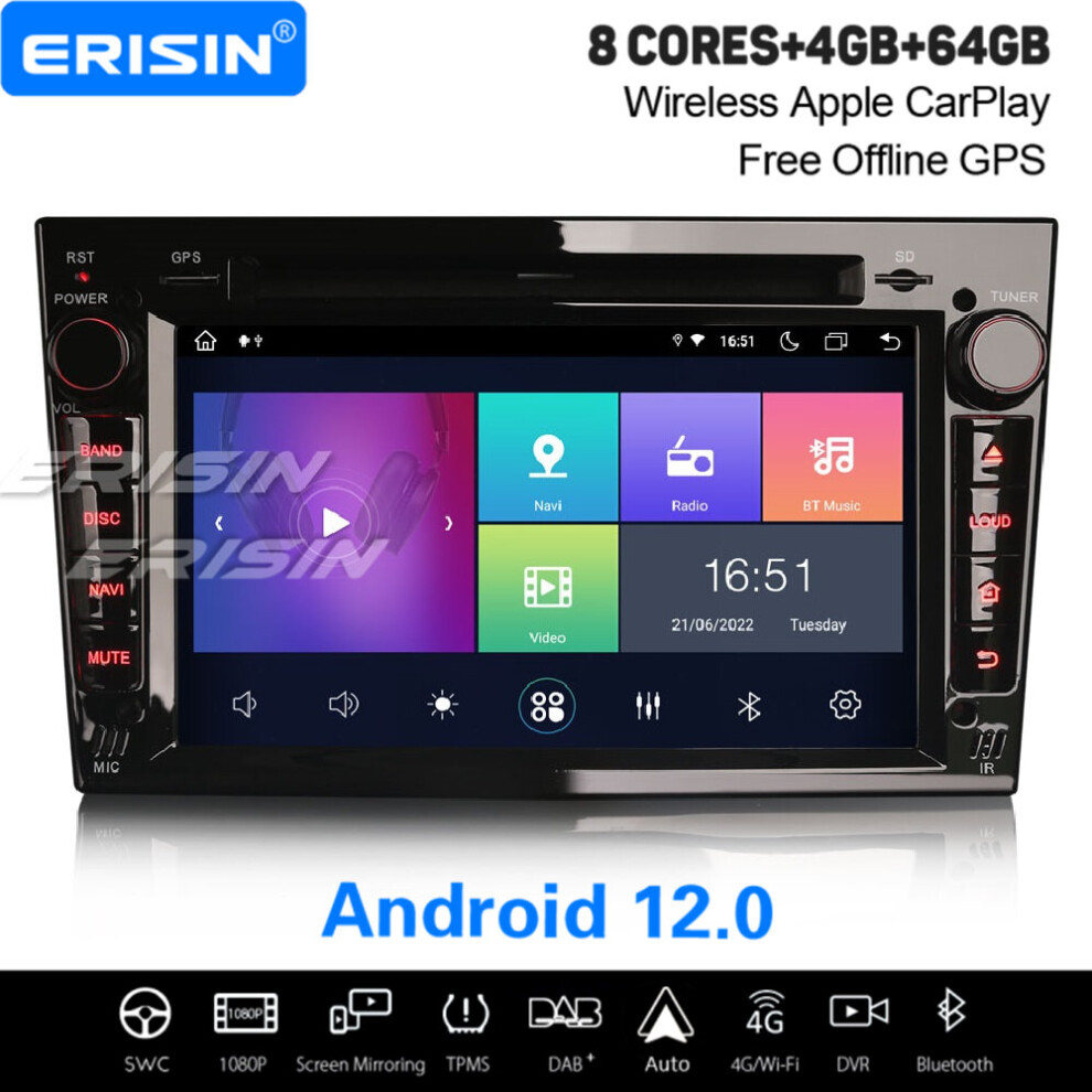 8-Core Android 12 Car Stereo Opel VAUXHALL Vectra Corsa D Zafira Astra H Signum Antara CarPlay WiFi DAB+ Satnav