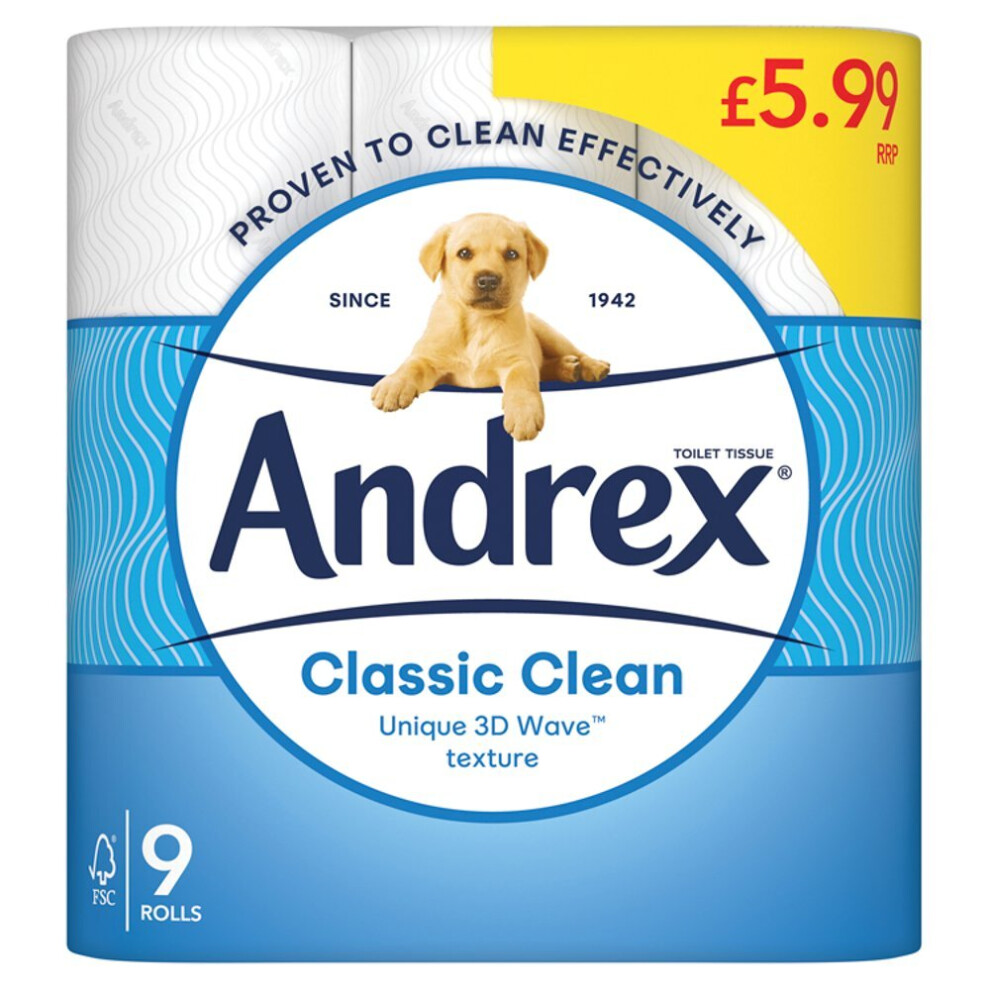 Andrex White 2ply Toilet Tissue 10 x 9pk (90 Rolls)