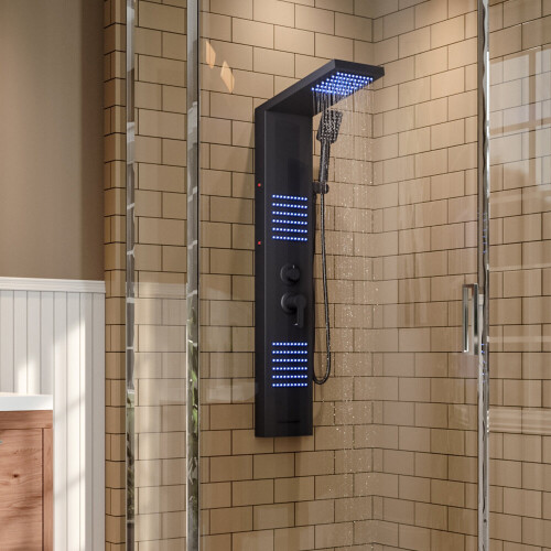 Living And Home Modern Wall Mount Shower Panel Tower System with LED Lights 1