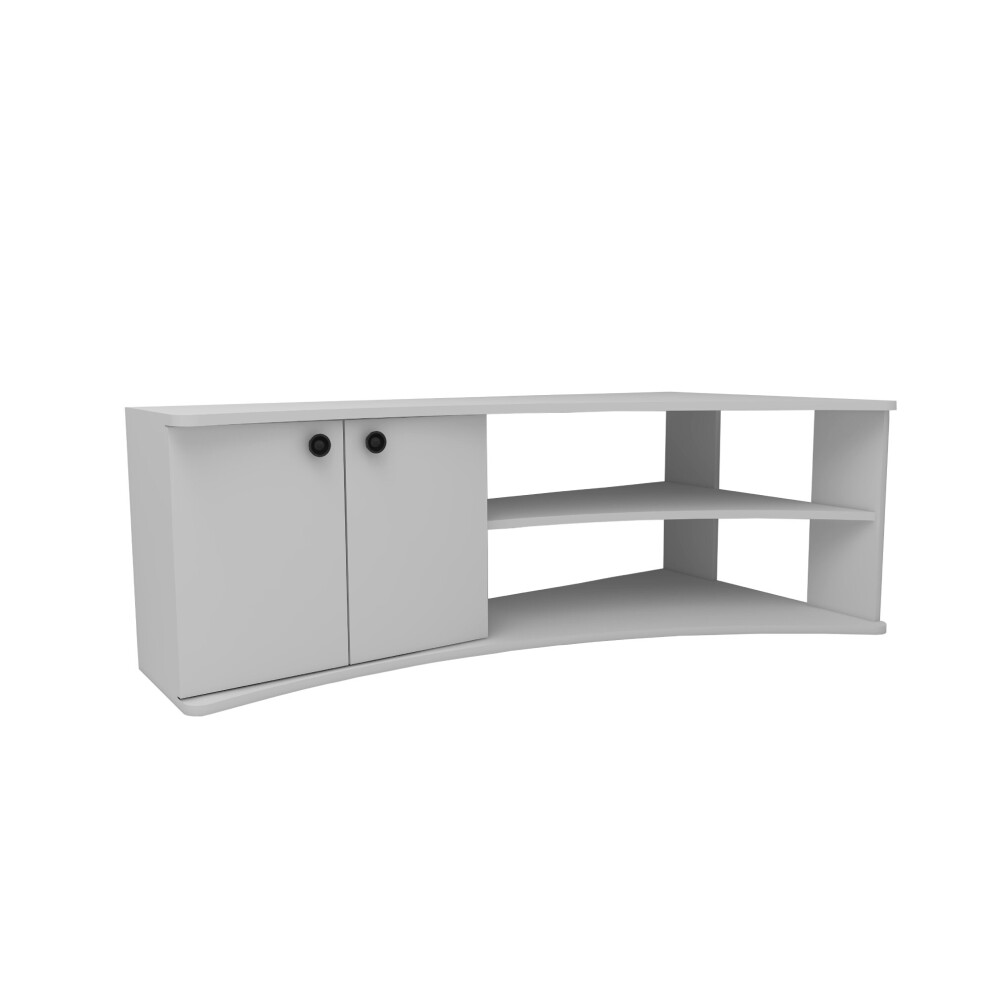 (White) Dion Corner TV Stand Entertainment Center
