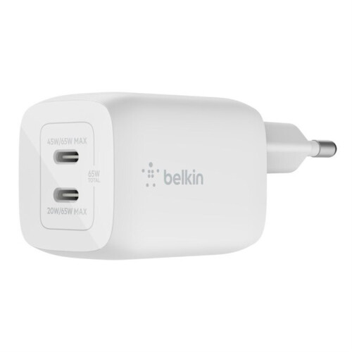 Belkin Lader - Belkin - 65W - 2 USB-C-poorten - Power Delivery - Wit