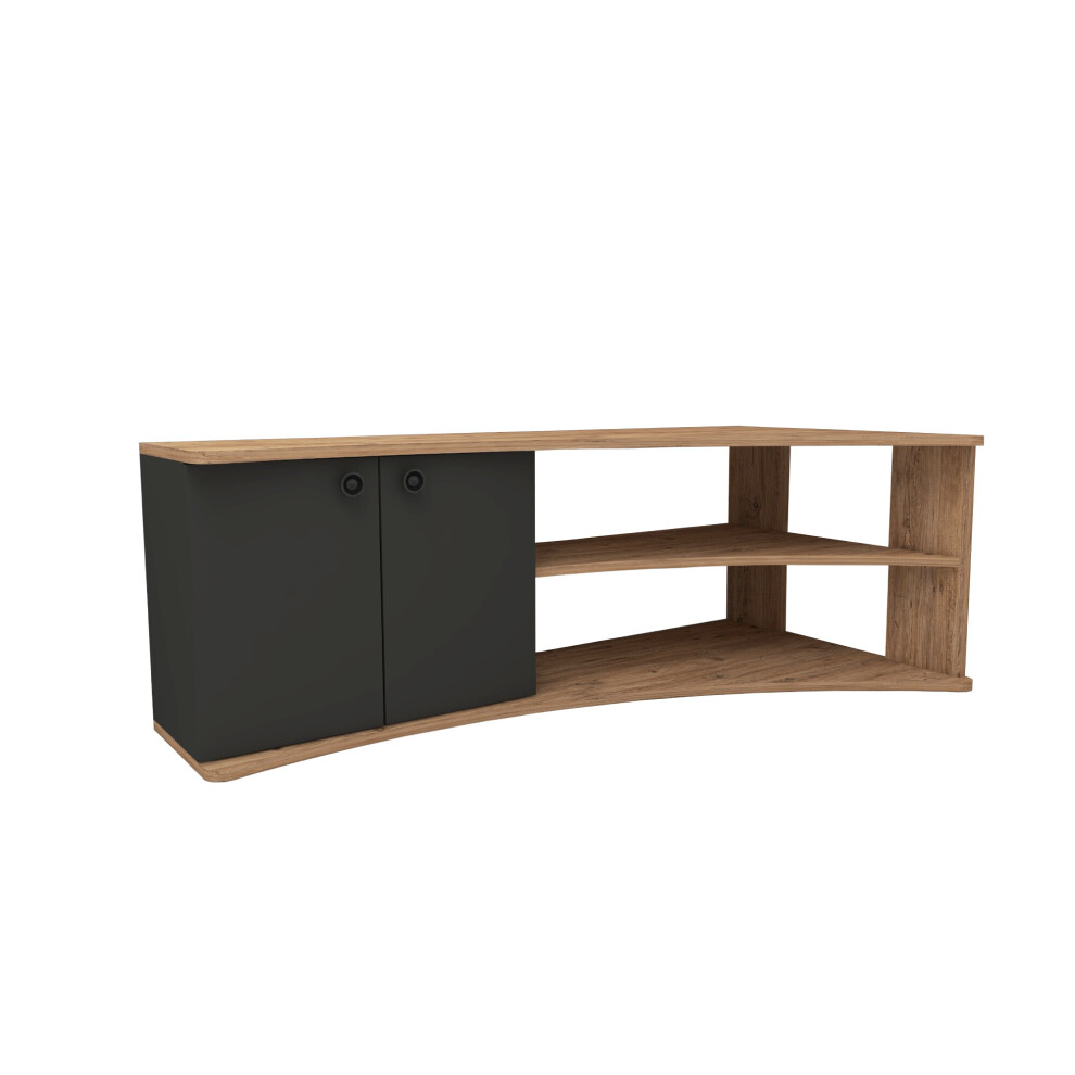 (Atlantic Pine & Anthracite) Dion Corner TV Stand Entertainment Center