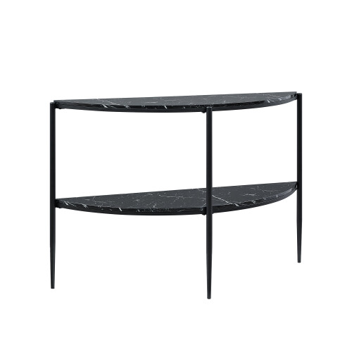 URBN Living (Faux Black Marble) Half Moon Tiered Console Table Entryway Furniture 1