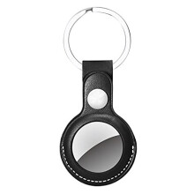 TECHGEAR Protective Case for AirTag 2021, Premium PU Leather Easy Carry AirTag Cover for Keys, Backpacks etc Compatible with Apple Airtags (Black)