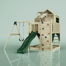 (Swing Brenna Green) Rebo PolarPlay Kids Climbing Tower & Playhouse
