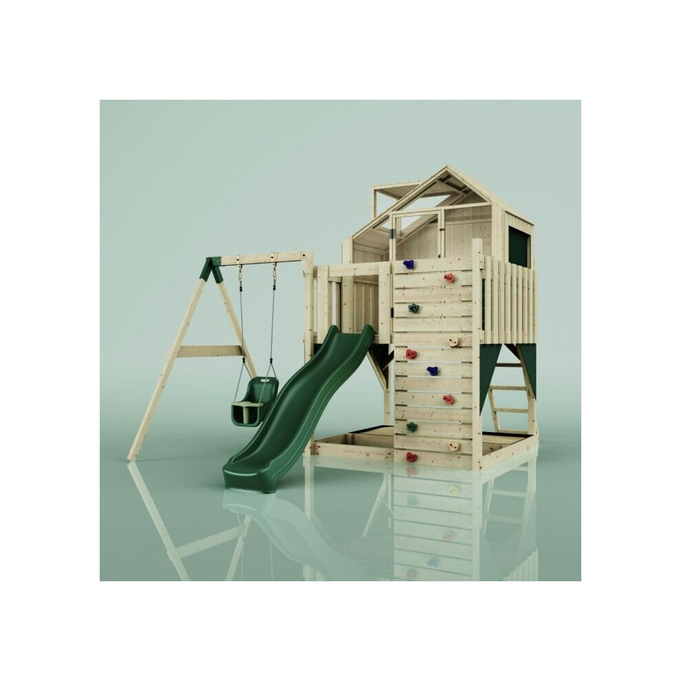 (Swing Eerika Green) Rebo PolarPlay Kids Climbing Tower & Playhouse