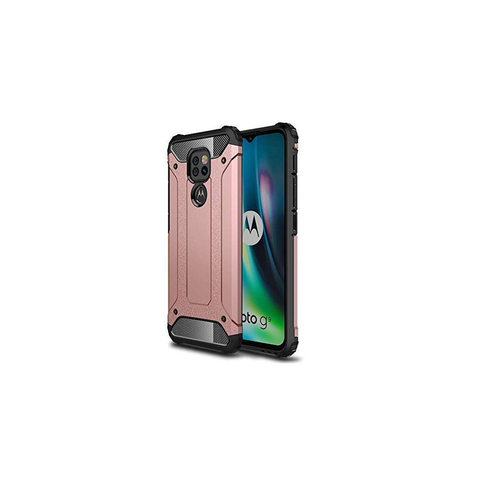 Techgear Moto G9 Play Tough Armoured Case - Shockproof, Rugged, Sturdy, Heavy Duty Protective Case Cover Designed For Motorola Moto G9 Play (Pink)