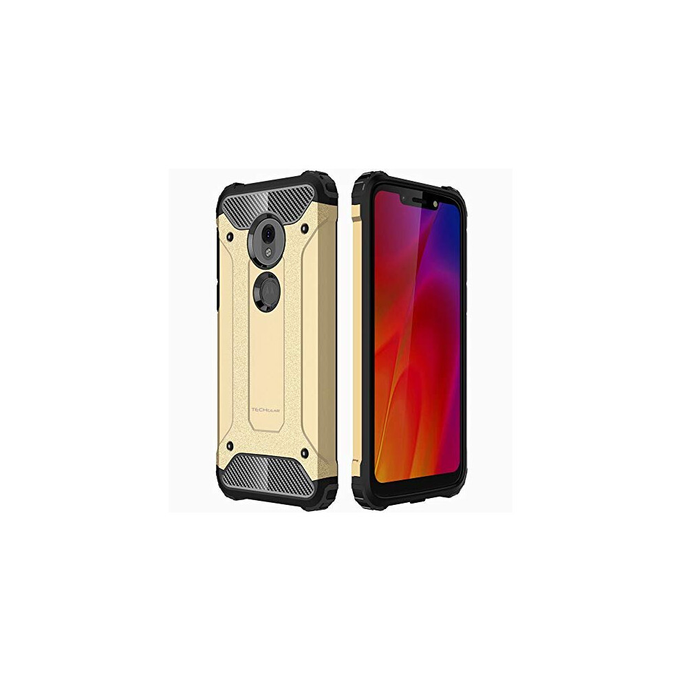 Techgear Moto G7 Play Case [Tough Armoured] Shockproof Dual-Layer Protective Heavy Duty Tough Cover Compatible With Motorola Moto G7 Play - (Gold)