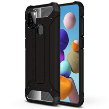 TECHGEAR Galaxy A21s Tough Armoured Case - ShockProof, Rugged, Sturdy, Heavy Duty Protective Case Cover Designed for Samsung Galaxy A21s - (Black)