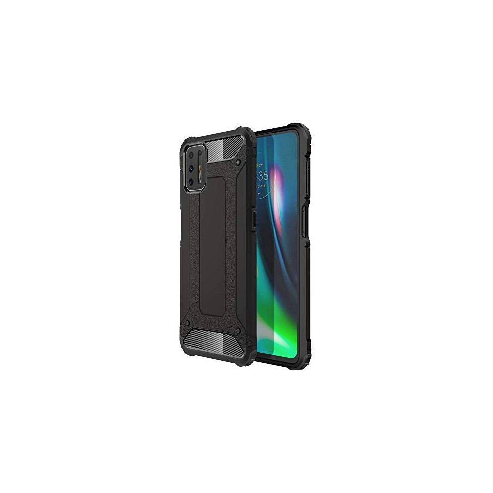 Techgear Moto G9 Plus Tough Armoured Case - Shockproof, Rugged, Sturdy, Heavy Duty Protective Case Cover Designed For Motorola Moto G9 Plus (Black)