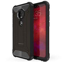 TECHGEAR Moto G7 Plus Case [Tough Armoured] ShockProof Dual-Layer Protective Heavy Duty Tough Cover Compatible with Motorola Moto G7 Plus - (Black)