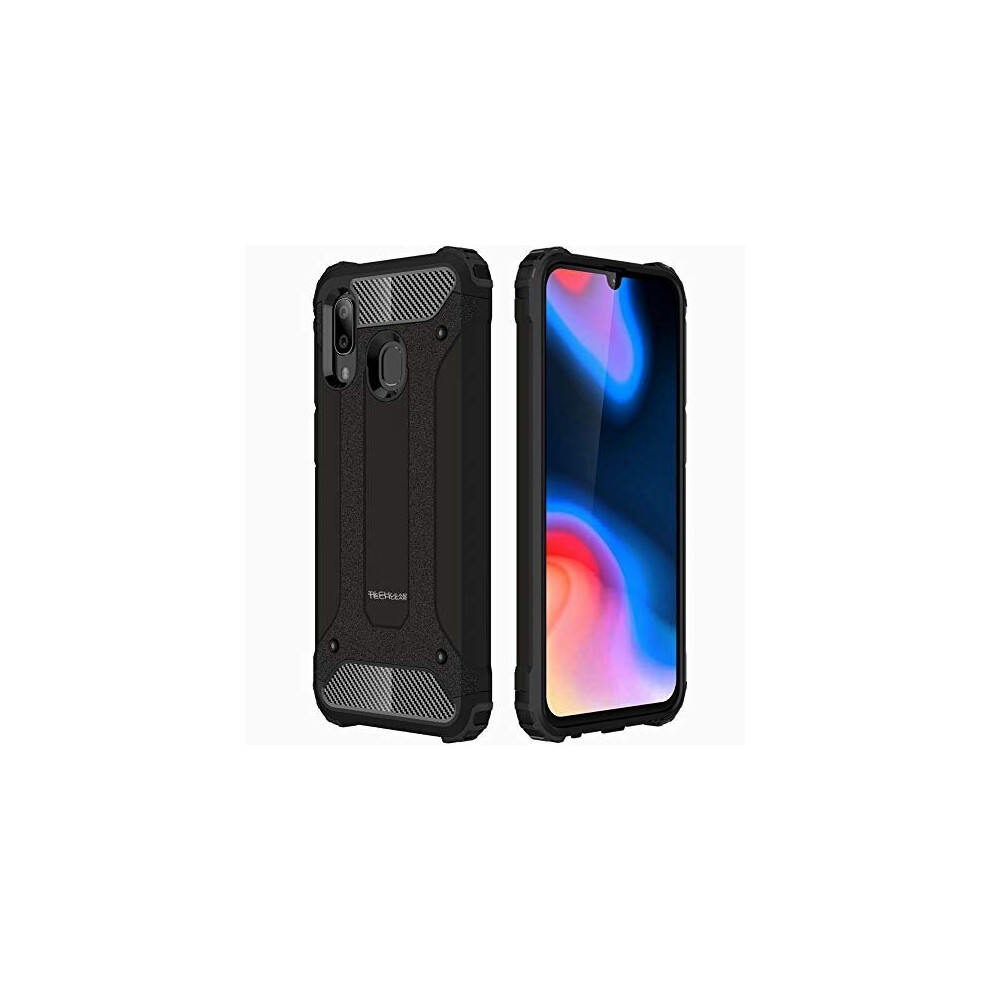 TECHGEAR Galaxy A40 Case [Tough Armoured] ShockProof Dual-Layer Protective Heavy Duty Tough Cover Designed For Samsung Galaxy A40 - (Black)