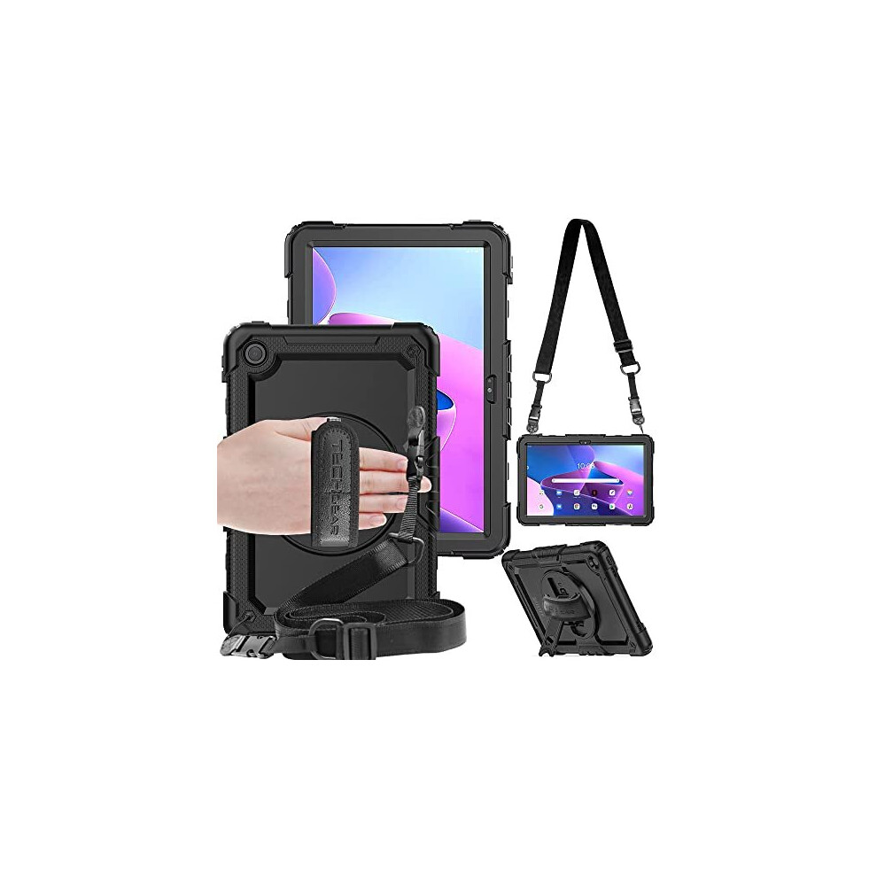 UTILITY Case for Lenovo Tab M10 Plus 3rd Gen 2022 (10.6") TB125 / TB128 - HEAVY DUTY Armour Shockproof 360 Rotating Stand, Hand and Shoulder Strap