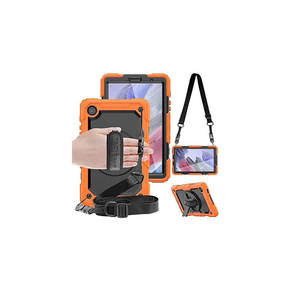 (Orange) TECHGEAR UTILITY Case for Samsung Galaxy Tab A7 Lite 8.7" (SM-T220 / SM-T225) HEAVY DUTY Armour Shockproof Case with Stand, Hand and Shoulder