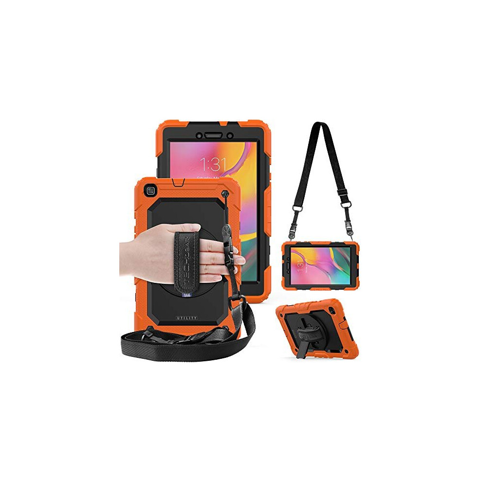 (ORANGE) TECHGEAR UTILITY Case fits Samsung Galaxy Tab A 8.0 2019 (SM-T290 / SM-T295) HEAVY DUTY Armour Shockproof Case with Stand, Hand and Shoulder