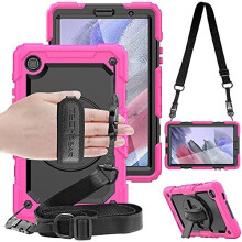 (Pink) TECHGEAR UTILITY Case for Samsung Galaxy Tab A7 Lite 8.7" (SM-T220 / SM-T225) HEAVY DUTY Armour Shockproof Case with Stand, Hand and Shoulder Strap